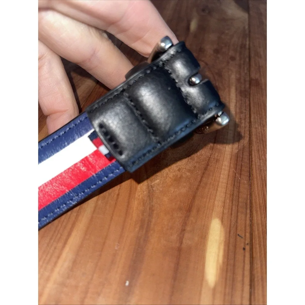 VTG Boy's Black Red White Blue Tommy Hilfiger Faux Leather Belt 30